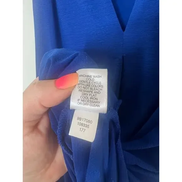 Spense Women's Vibrant Cobalt Blue Sleeveless Tank Top V-Neck Blouse Size Small - Picture 8 of 9